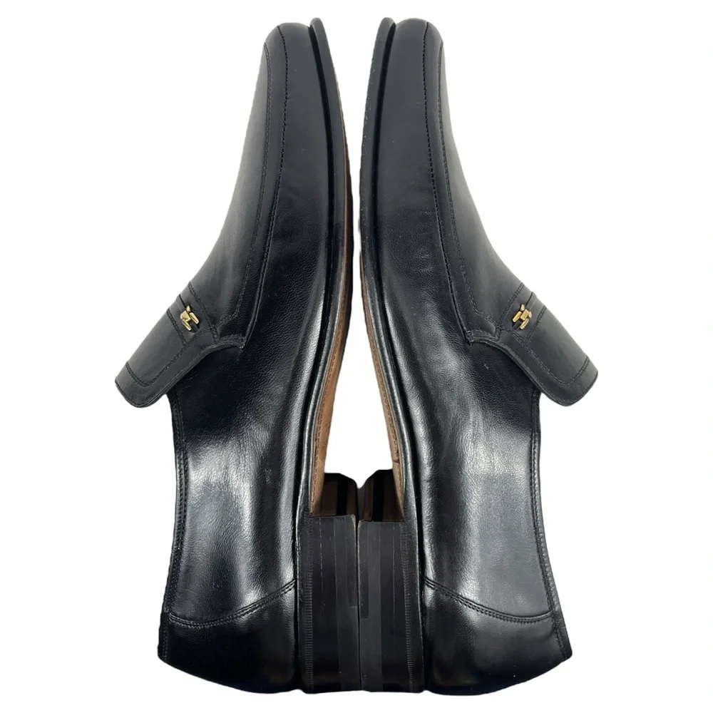 Magnanni Mens 7.5 Black Leather Slip On Loafers Made‎ in Spain 6492